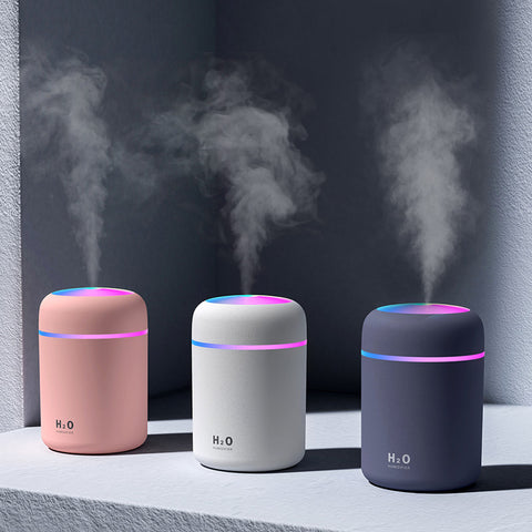 300ML White Mini Air Humidifer Aroma Essential Oil Diffuser with Romantic Lamp USB Mist Maker Aromatherapy Humidifiers for Home