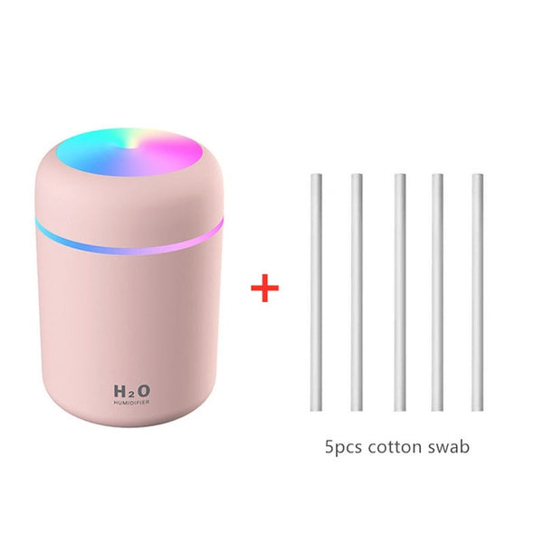 300ML White Mini Air Humidifer Aroma Essential Oil Diffuser with Romantic Lamp USB Mist Maker Aromatherapy Humidifiers for Home