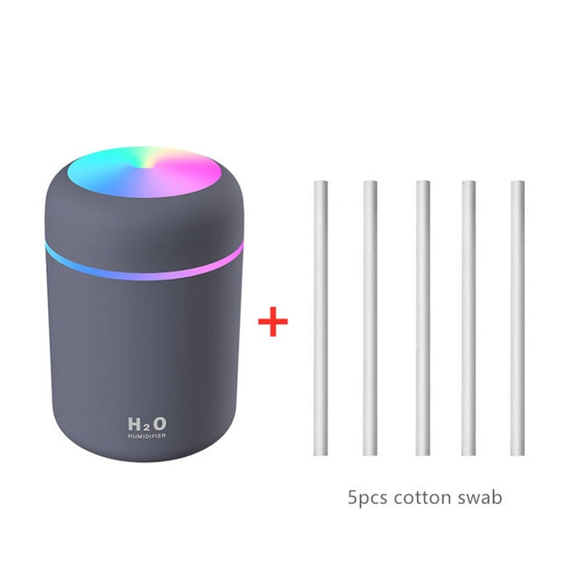 300ML White Mini Air Humidifer Aroma Essential Oil Diffuser with Romantic Lamp USB Mist Maker Aromatherapy Humidifiers for Home