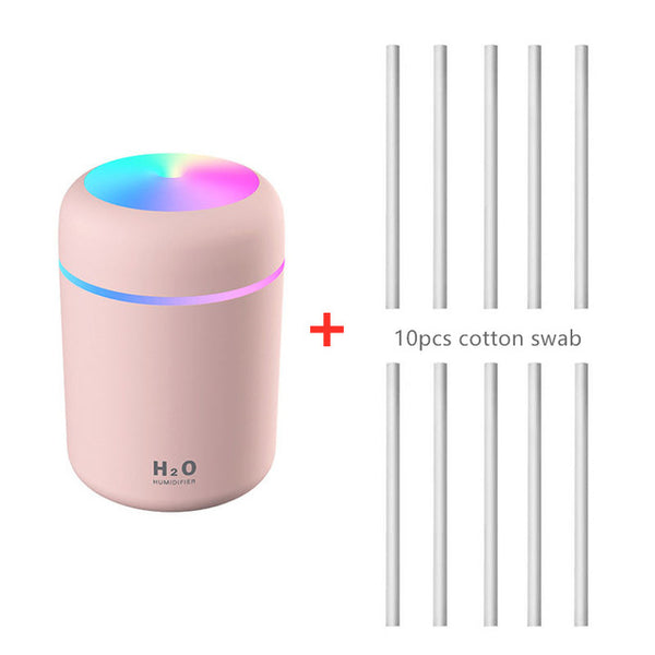 300ML White Mini Air Humidifer Aroma Essential Oil Diffuser with Romantic Lamp USB Mist Maker Aromatherapy Humidifiers for Home