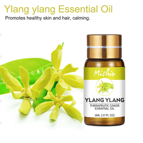 Mishiu 5ML100% Pure Ylang Ylang Essential Oil Promotes Healthy Skin&Hair,Calming,Help Sleep Aromatherapy Plant Essential Oil